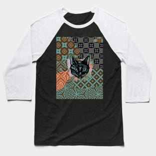 Black cat collage and patterns Baseball T-Shirt